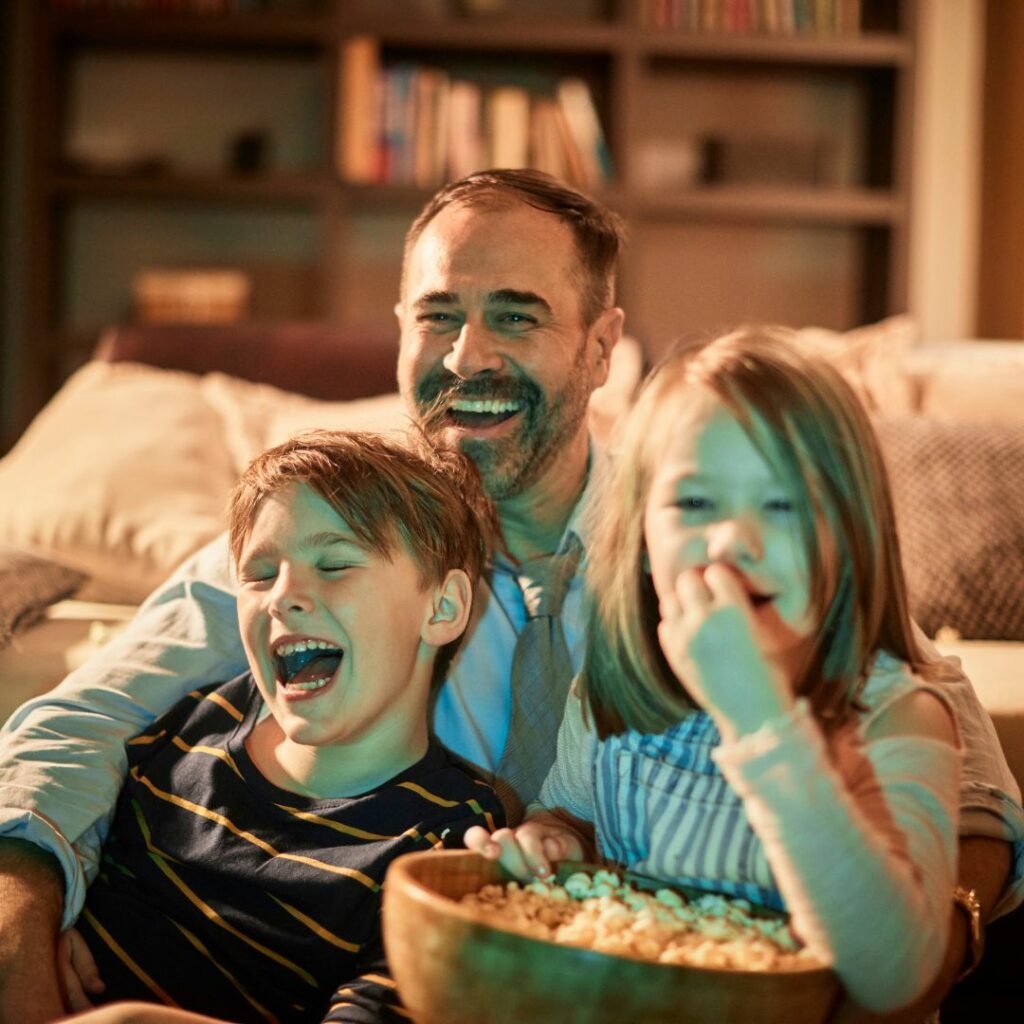 watching tv with family